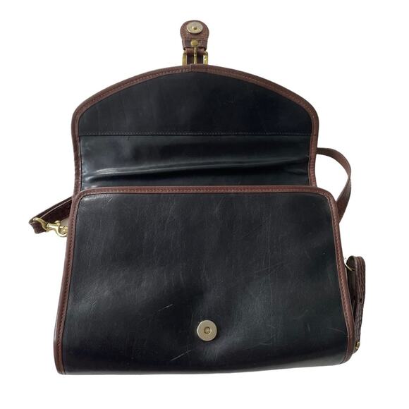 Vintage 1980s Brahmin Shoulder Bag Smooth and Croc Leather Black Brown GUC - Picture 11 of 16
